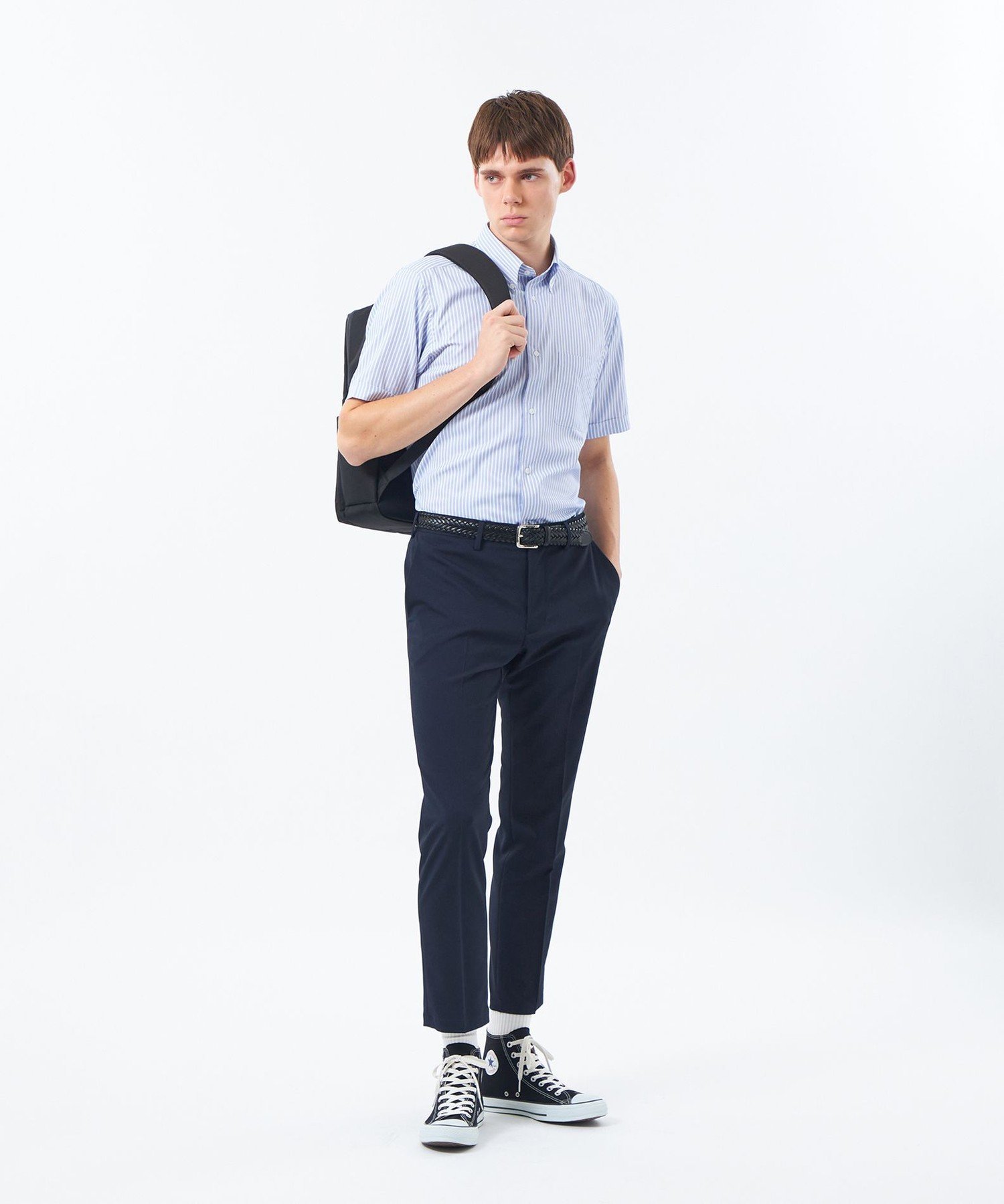 トロッター スタンダードパンツ 強撚ストレッチ マッキントッシュ フィロソフィー パンツ スラックス・ドレスパンツ ネイビー