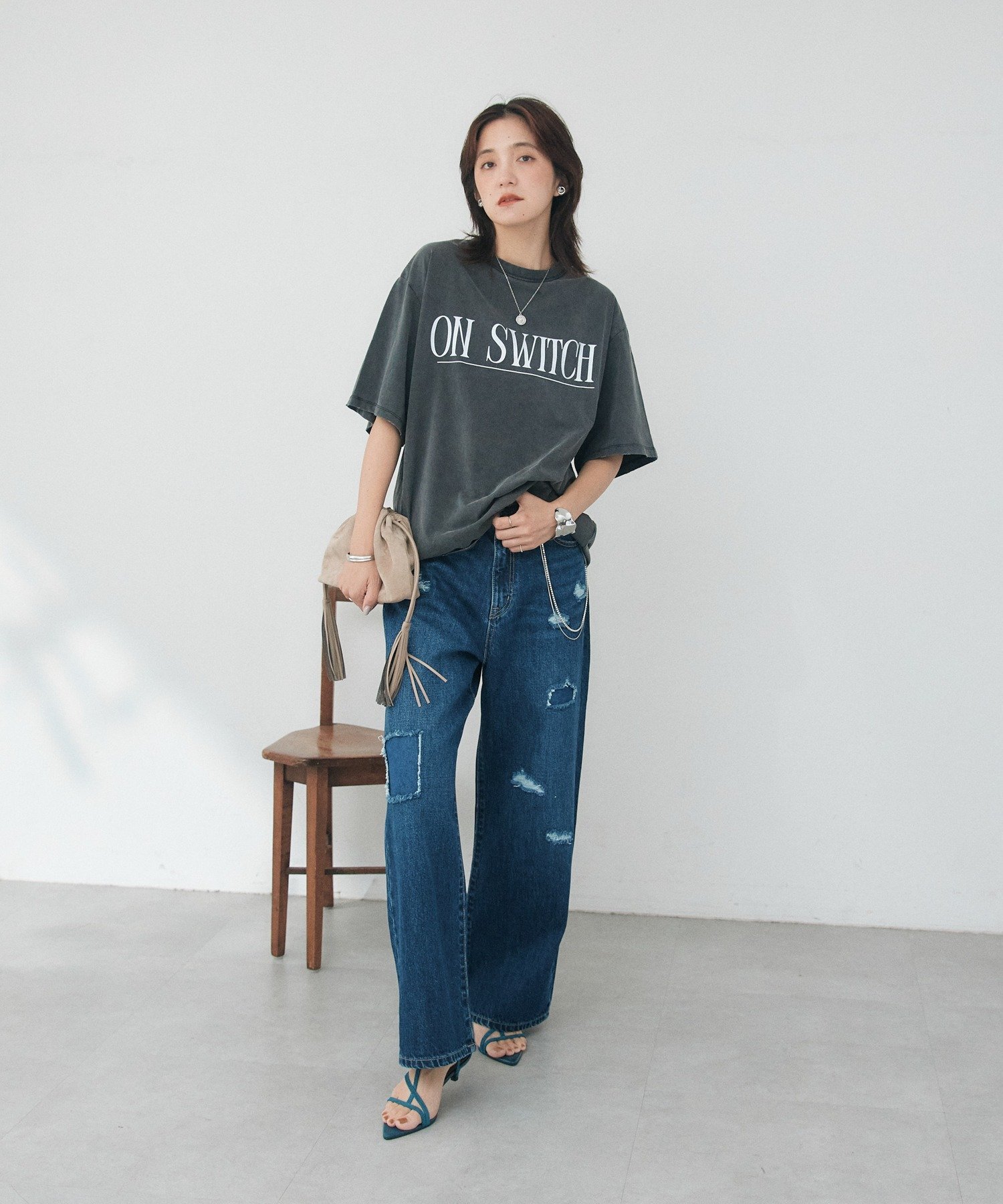 RIVE DROITE 【A・MONN】【オーバーサイズシルエット】パッチワークデニムパンツ リヴドロワ パンツ ジーンズ・デニムパンツ ブルー