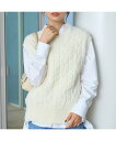 【SALE/30%OFF】Rouge vif la cle ケーブルニット2WAYベスト ルージュ・ヴィフ ラクレ トップス ニット ホワイト ブラック【送料無料】