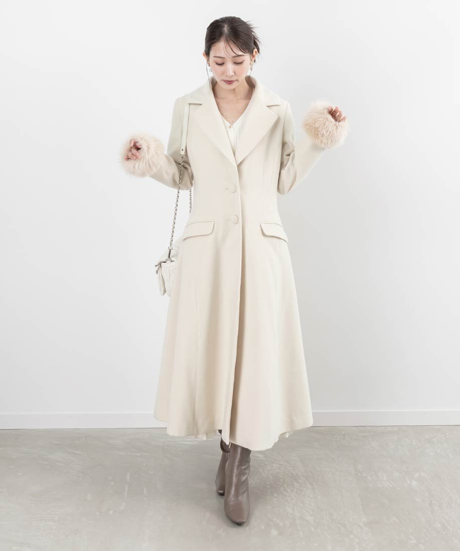 RANDA ウエストフィットロングコート ランダ ジャケット・アウター その他のジャケット・アウター ホワイト ブラック ブラウン【送料無料】のサムネイル