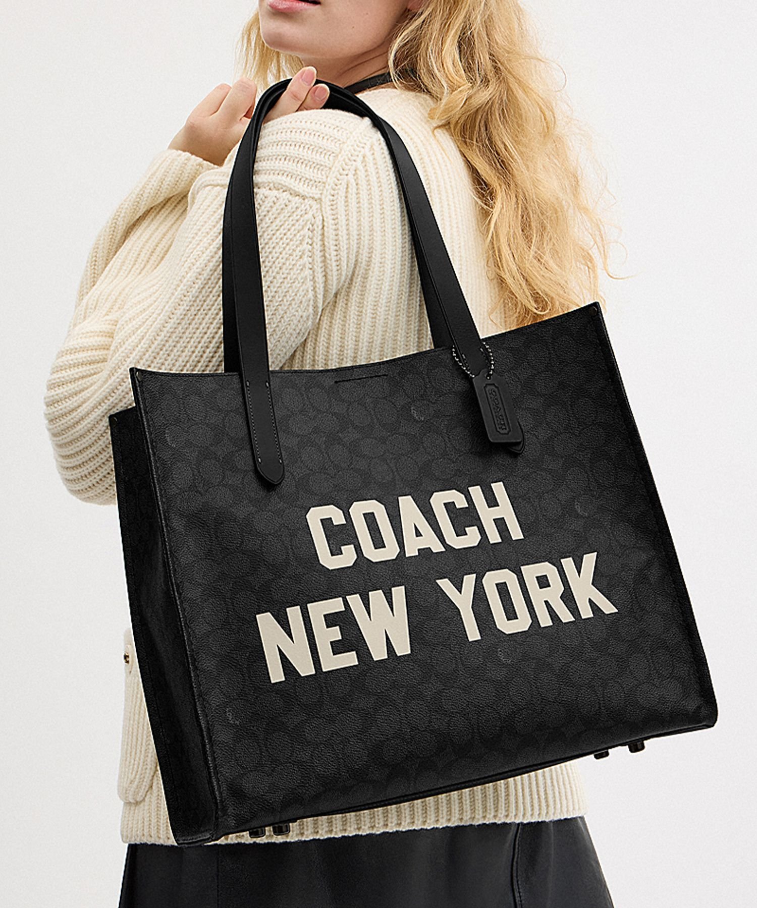 COACH リレー トート バッグ・シグネチャー キャンバス・コーチ グラフィック コーチ バッグ トートバッグ ブラック【送料無料】