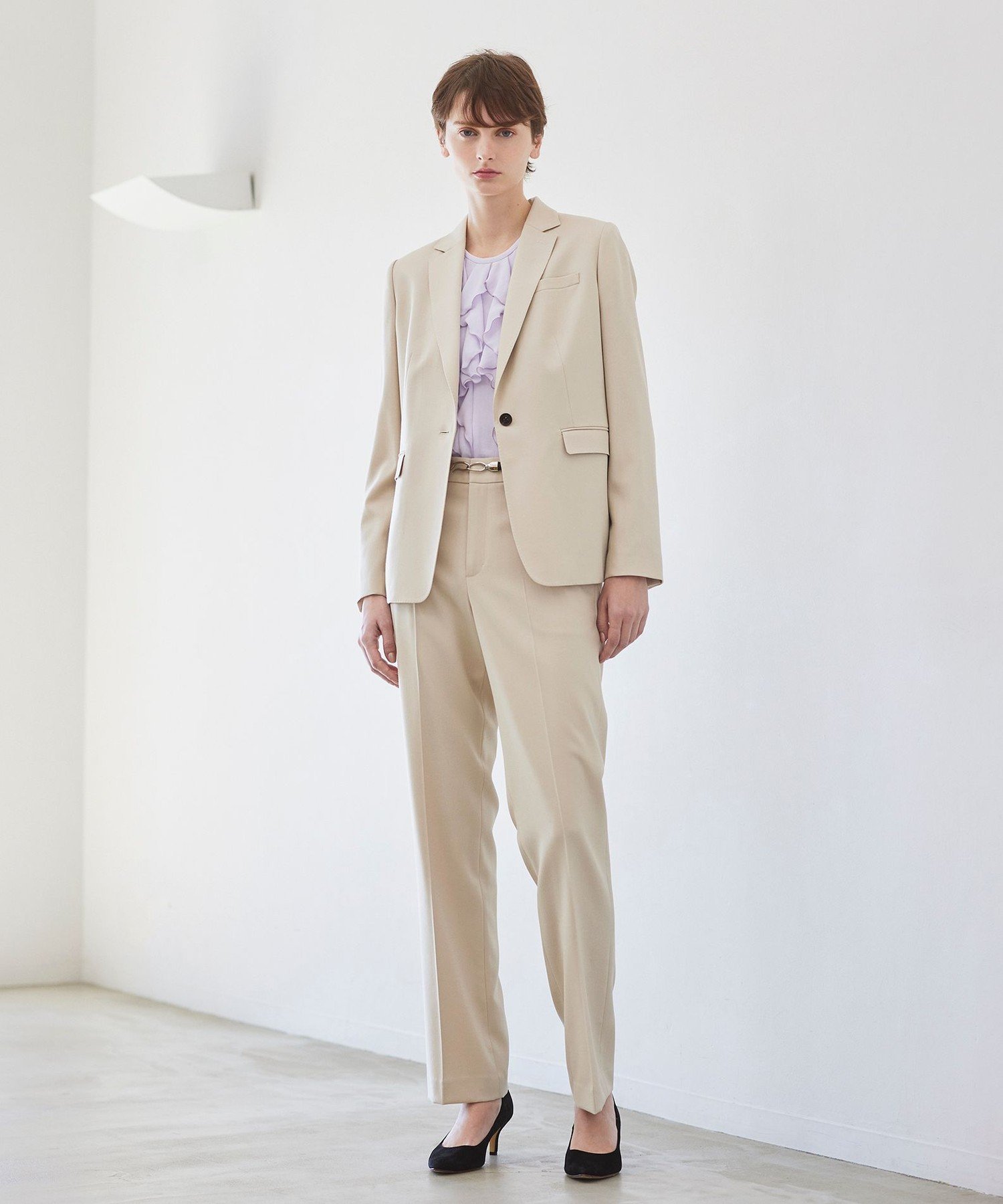 Paul Stuart 【ファーストシリーズ/Nikkei magazine掲載】ウールシルクヘリンボーン パンツ ポール・スチュアート パンツ スラックス・ドレスパンツ ベージュ ネイビー