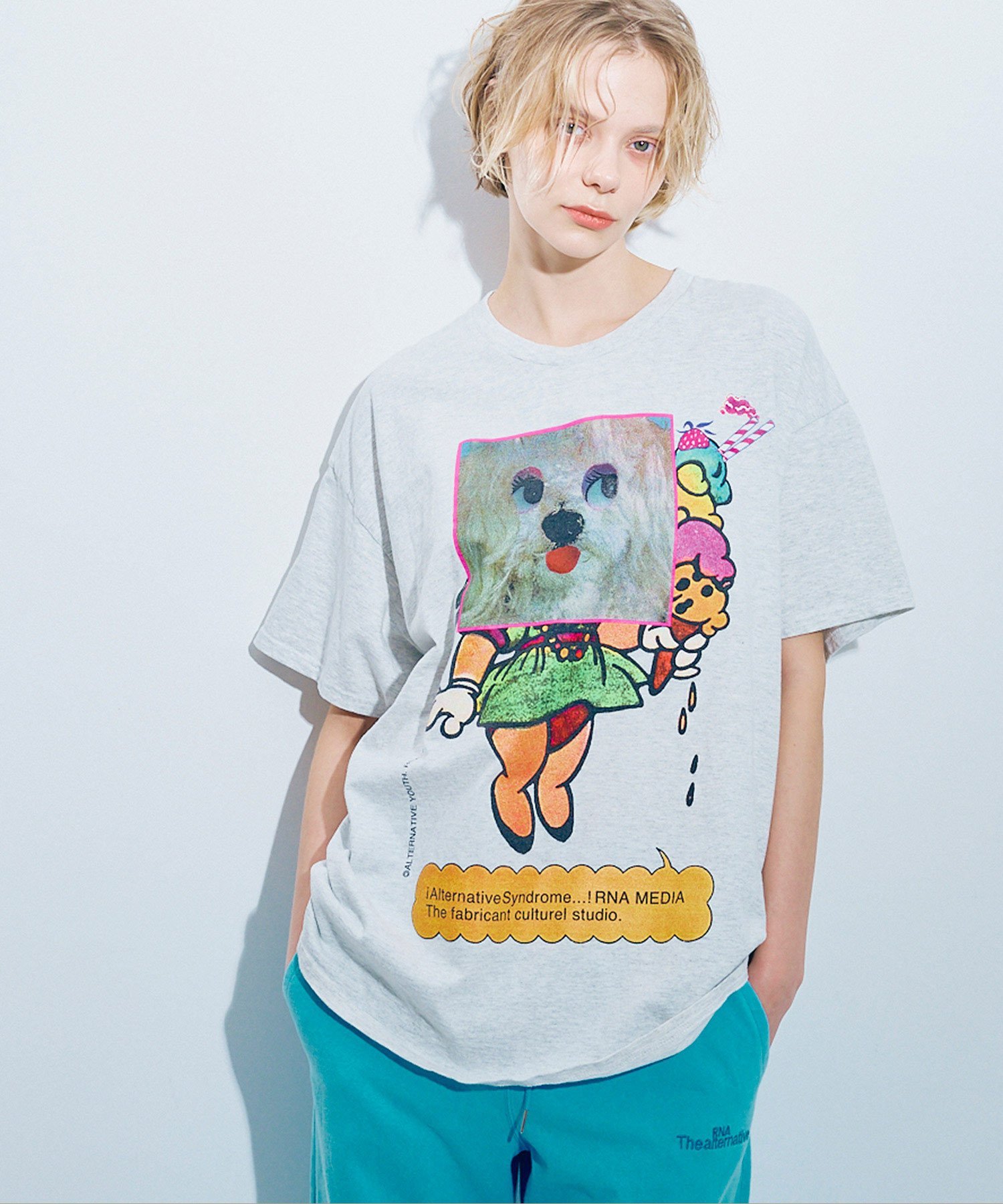 【SALE／18%OFF】RNA M2471 ヘアリーフェイスプリントT アールエヌエー トップス カットソー・Tシャツ グレー ブラック ベージュ【送料無料】のサムネイル