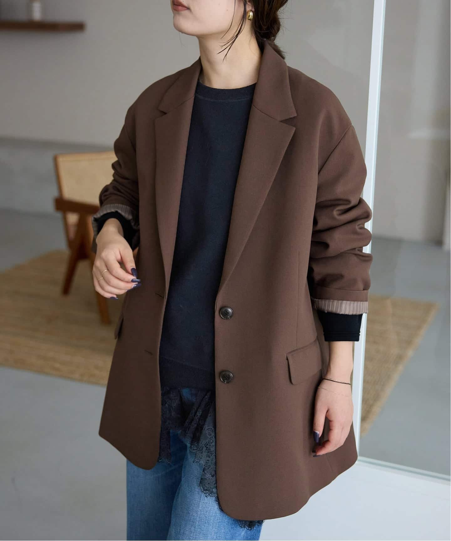 SLOBE IENA 《追加》PE SHARK ビッグジャケット スローブ イエナ ジャケット・アウター テーラードジャケット・ブレザー ブラウン【送料無料】のサムネイル