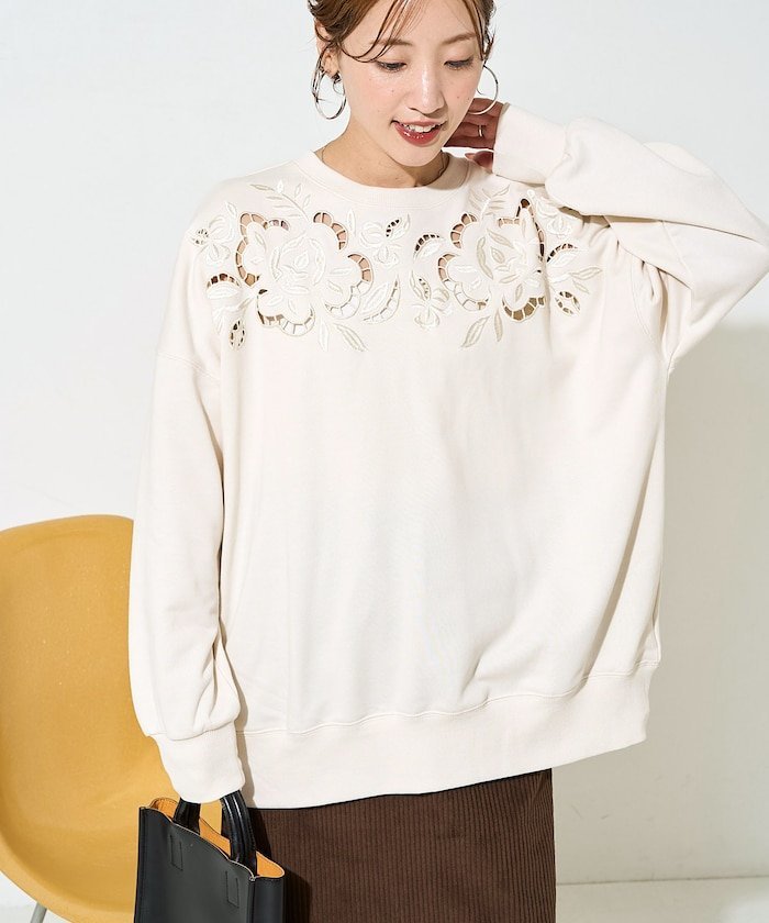 【SALE／30%OFF】FREAK'S STORE フラワー カット 刺繍 裏毛 スウェット プルオーバー【限定展開】 25AW..