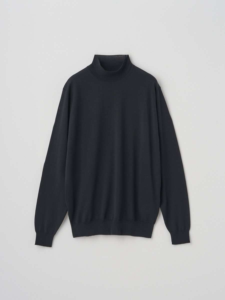 JOHN SMEDLEY シングルモックネック長袖ニットプルオーバー ｜ A4802 ｜ 30G MODERN FIT ジョンスメドレー トップス ニット ブラック【送料無料】