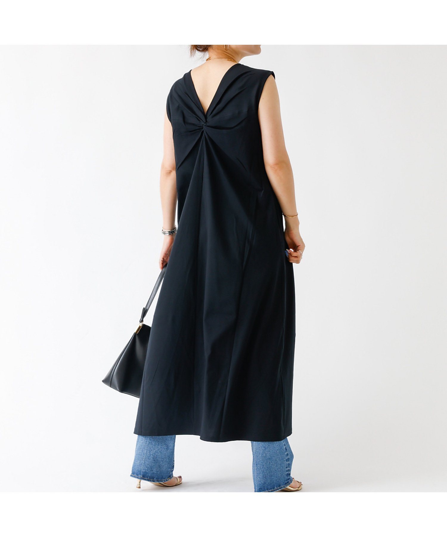 【SALE／16%OFF】DESIGNWORKS バックツイスト2WAYワンピース デザインワークス ワンピース・ドレス シャツワンピース ブルー カーキグリーン ブラック【送料無料】