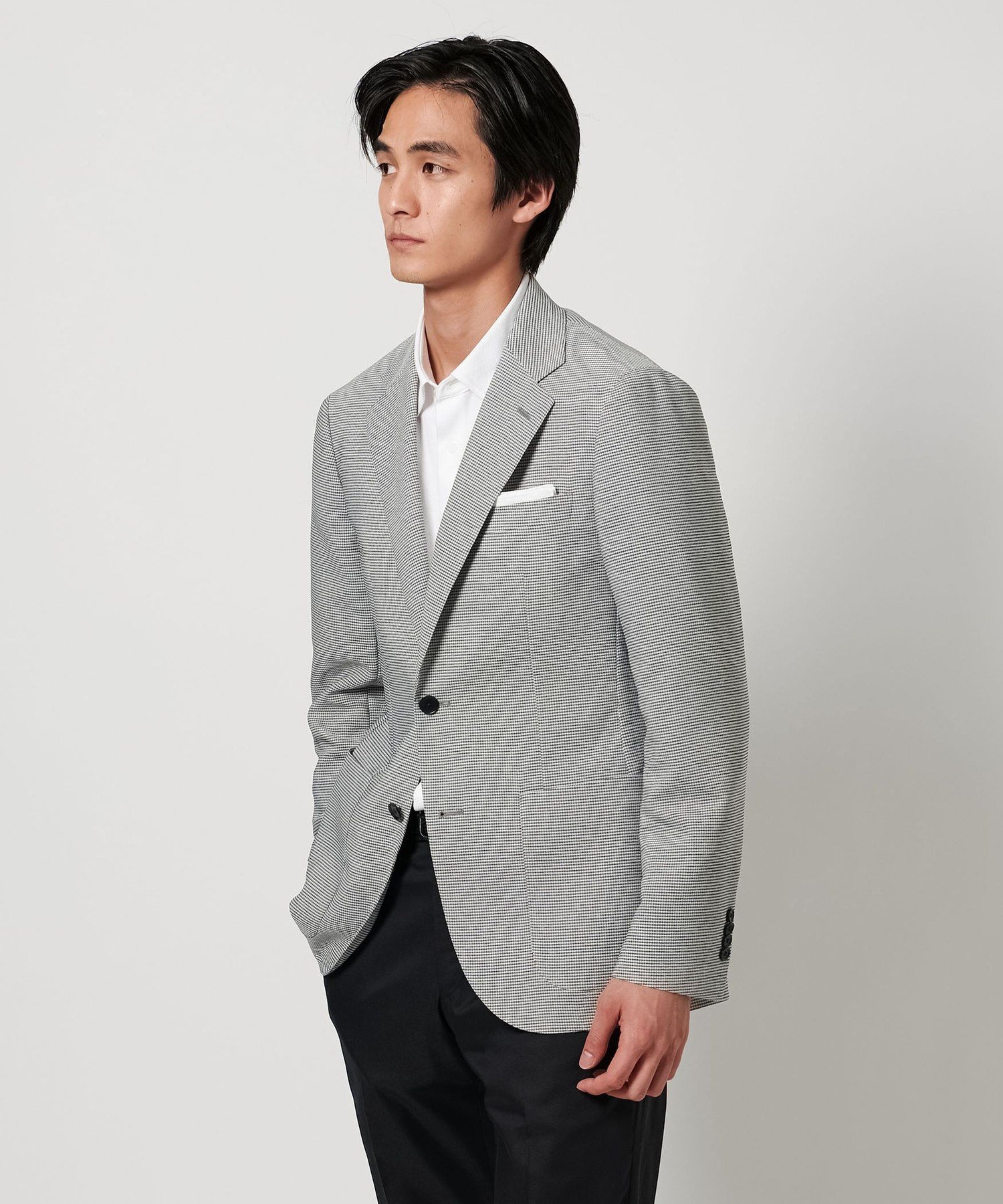 【SALE／40%OFF】UNITED ARROWS マイクロ ハウンドトゥース シングル2ボタン テーラードジャケット COMFORT EASY-MODEL -ストレッチー ユナイテッドアローズ アウトレット ジャケット・アウター テーラードジャケット・ブレザー グレー【送料無料】