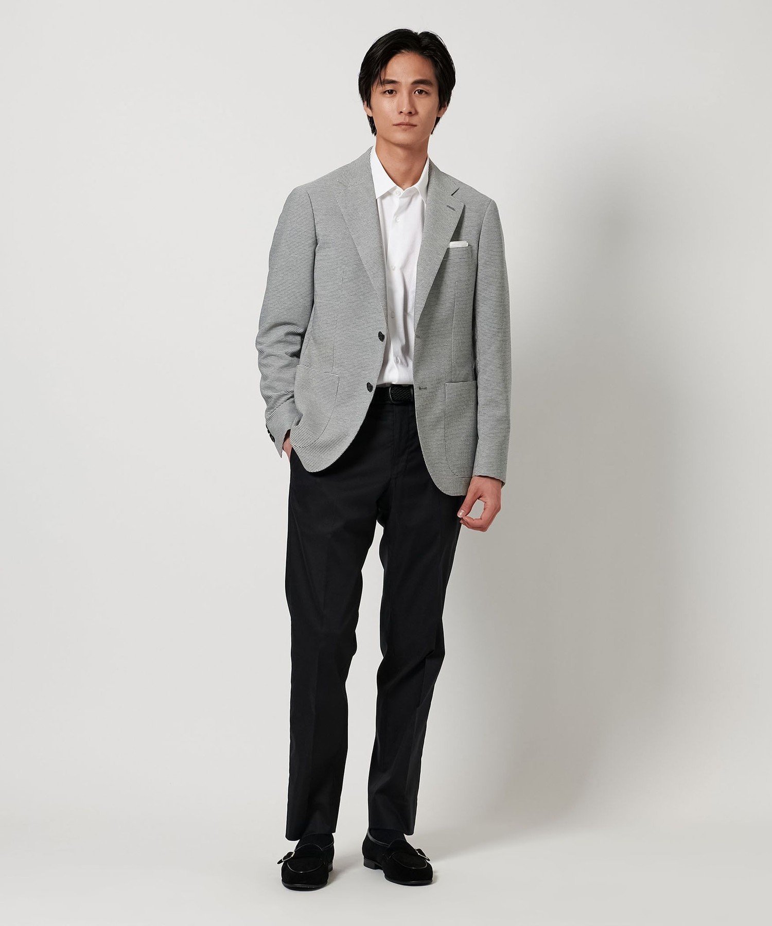 【SALE／40%OFF】UNITED ARROWS マイクロ ハウンドトゥース シングル2ボタン テーラードジャケット COMFORT EASY-MODEL -ストレッチー ユナイテッドアローズ アウトレット ジャケット・アウター テーラードジャケット・ブレザー グレー【送料無料】