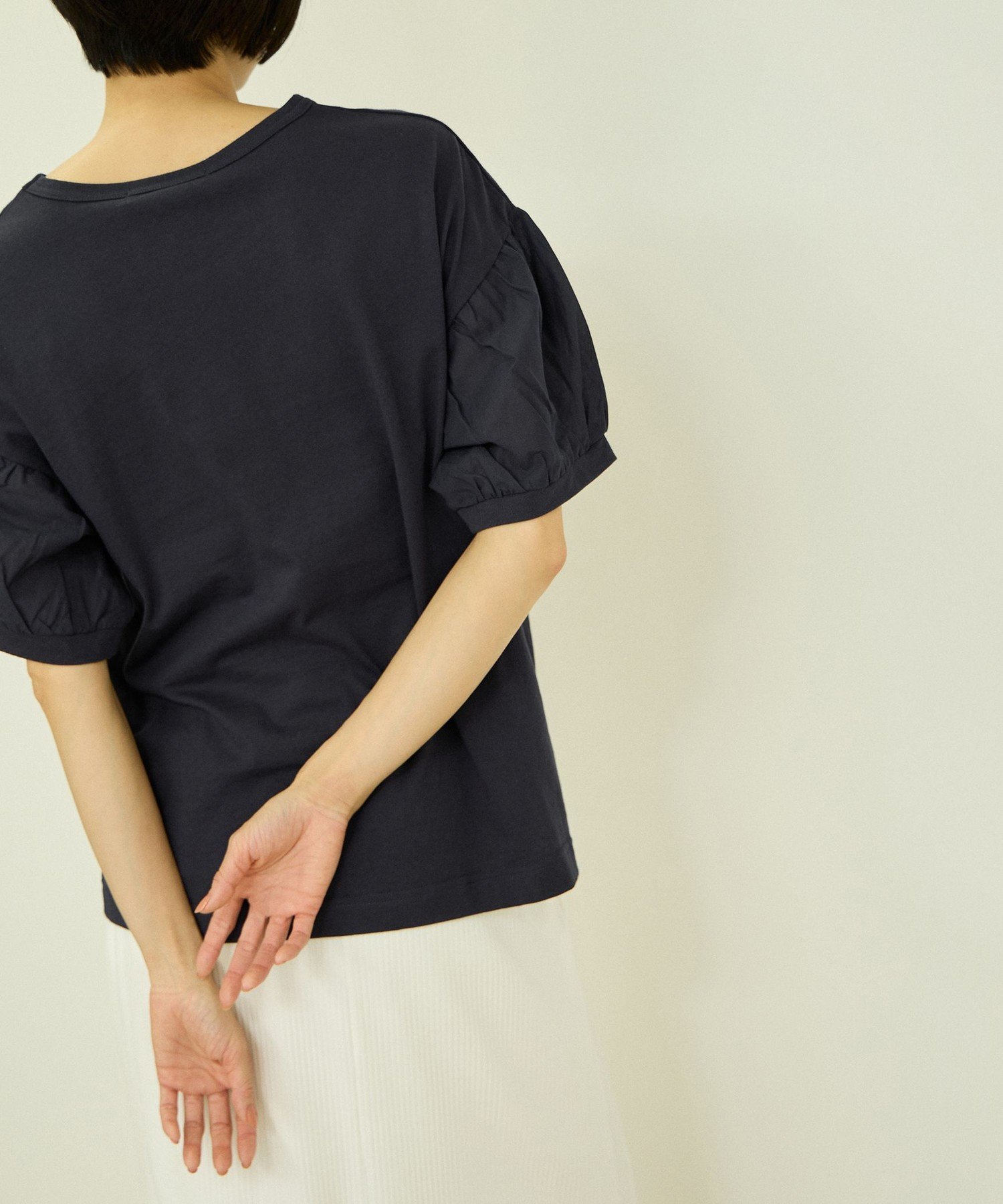 VICKY ボリュームスリーブプルオーバー ビッキー トップス カットソー・Tシャツ ホワイト ネイビー