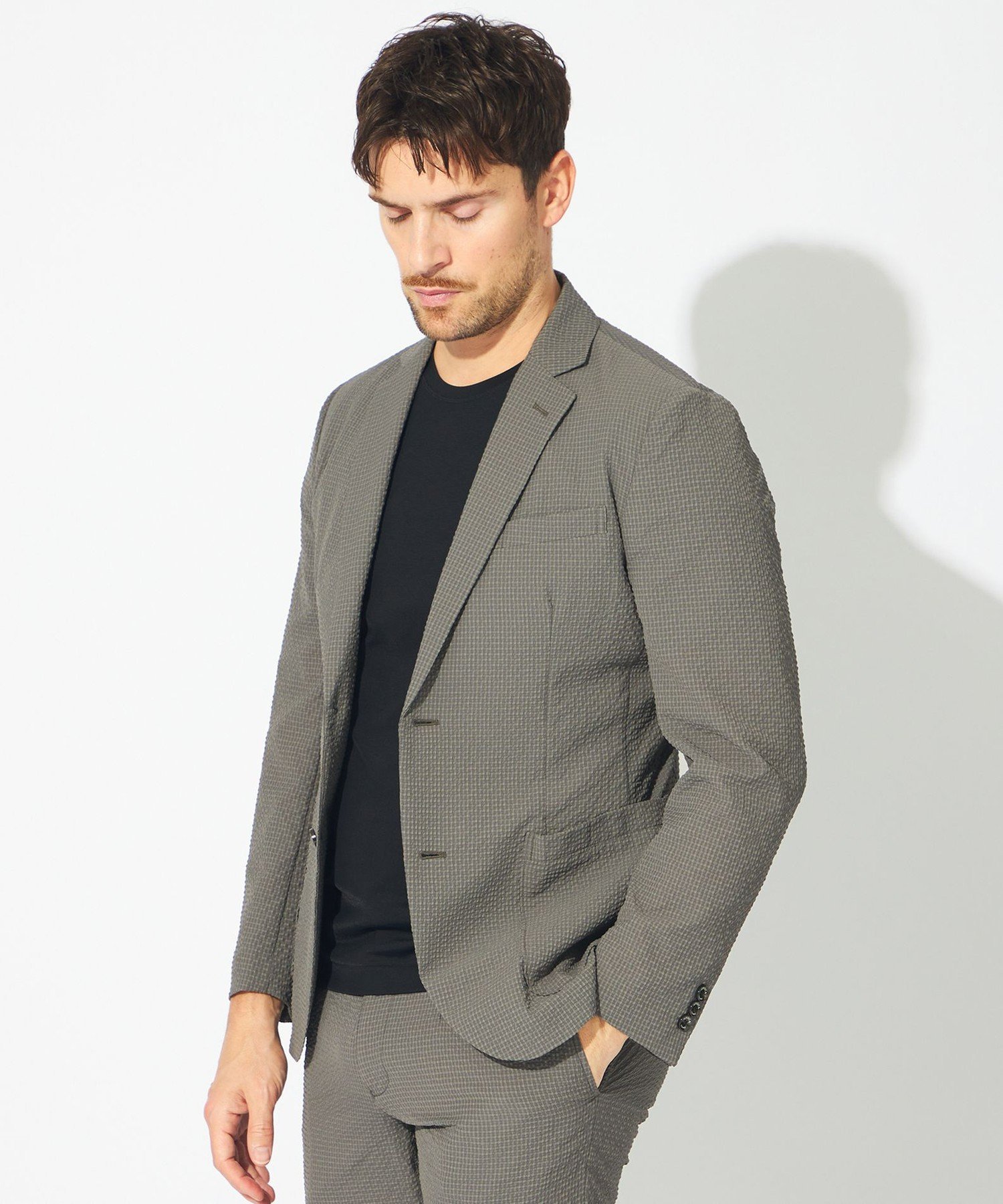 EPOCA UOMO 【セットアップ対応】シアサッカージャケット エポカ ジャケット・アウター テーラードジャケット・ブレザー ネイビー グリーン【送料無料】