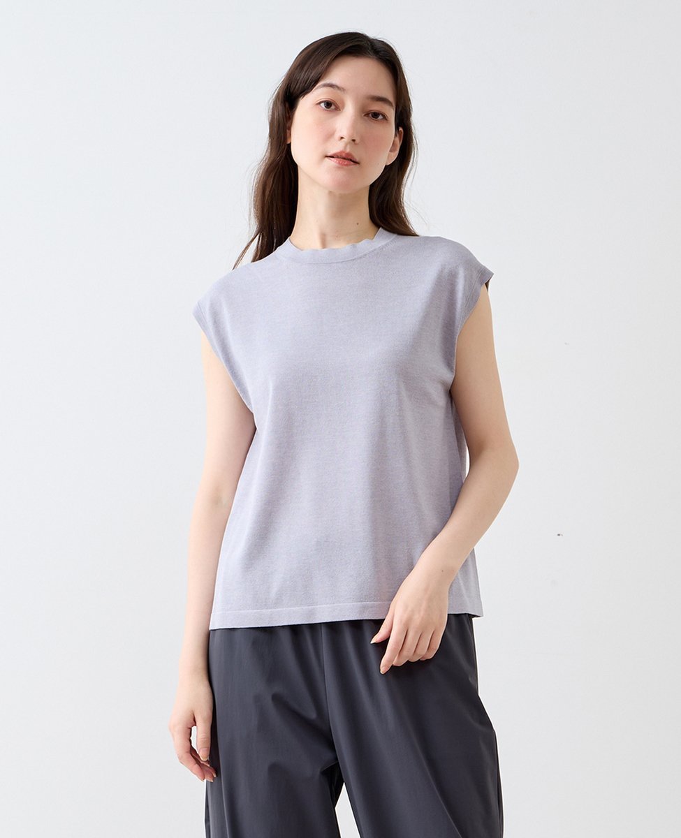 LOGEMENT DE CLAIRE ノースリーブニットプルオーバー メルローズクレール トップス ニット グレー ネイビー ベージュ
