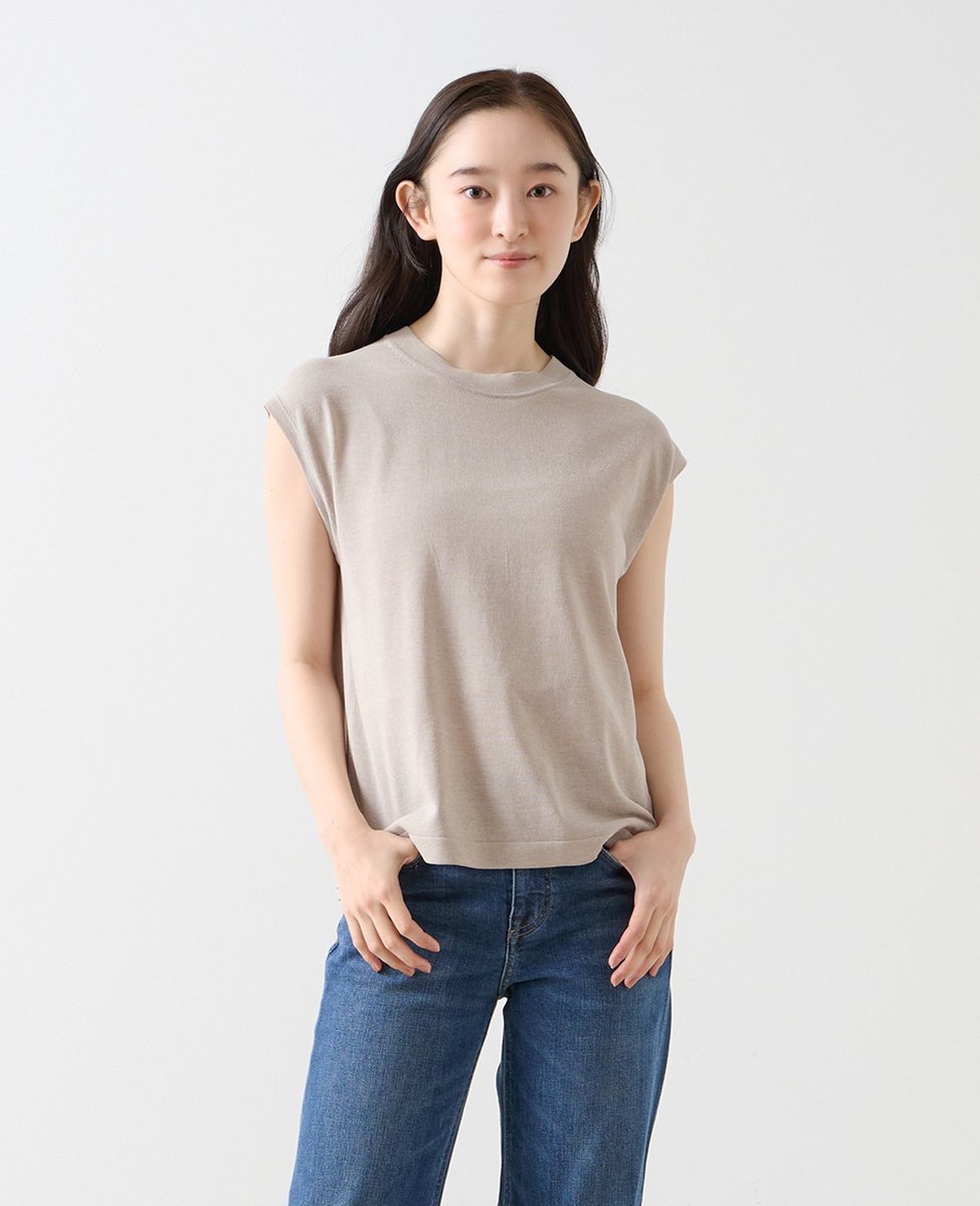 LOGEMENT DE CLAIRE ノースリーブニットプルオーバー メルローズクレール トップス ニット グレー ネイビー ベージュ