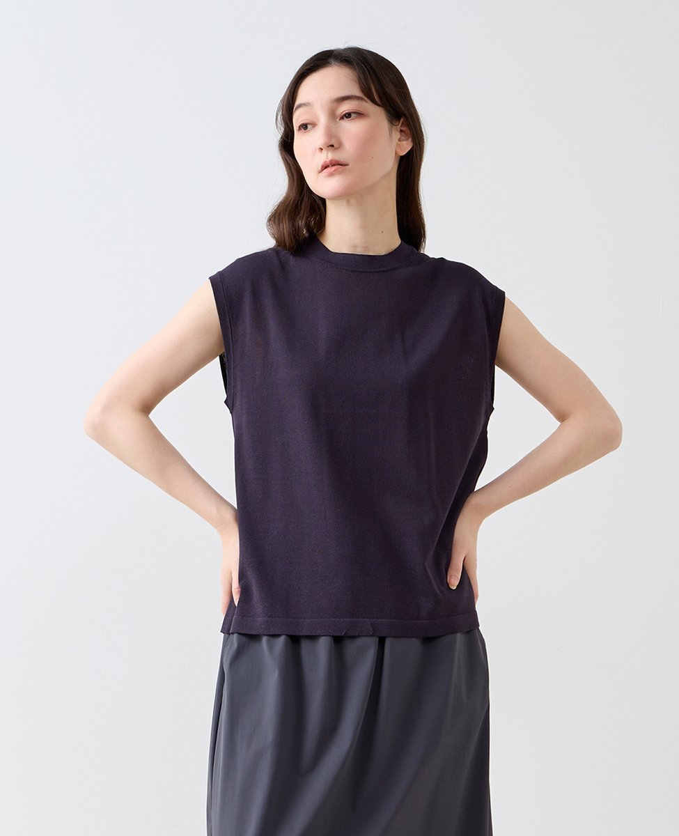 LOGEMENT DE CLAIRE ノースリーブニットプルオーバー メルローズクレール トップス ニット グレー ネイビー ベージュ
