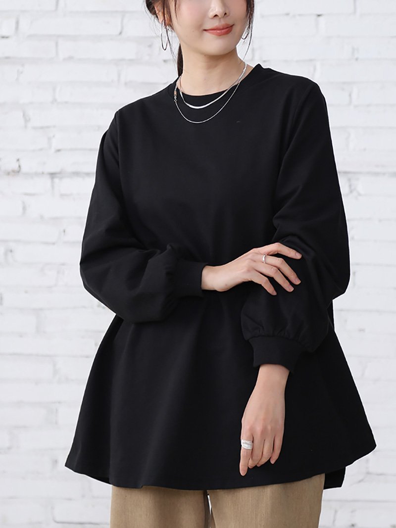 Doux Belle ギャザースリーブチュニックトップス レディース トップス ドゥー・ベル トップス カットソー・Tシャツ ブラック ホワイト【送料無料】