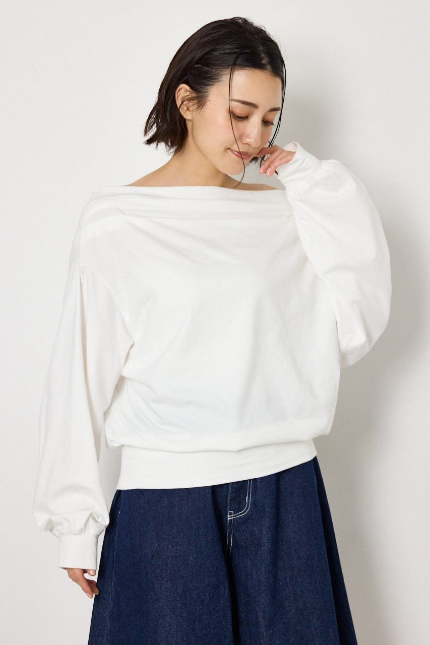 RODEO CROWNS WIDE BOWL タックデザインオフショルL/Sトップス ロデオクラウンズワイドボウル トップス カットソー・Tシャツ ホワイト ブラック ピンク グレー