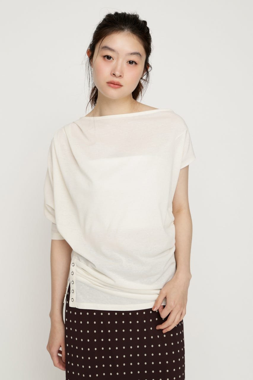 SLY DEFORMED DRAPE トップス スライ トップス カットソー・Tシャツ ブラック グレー レッド