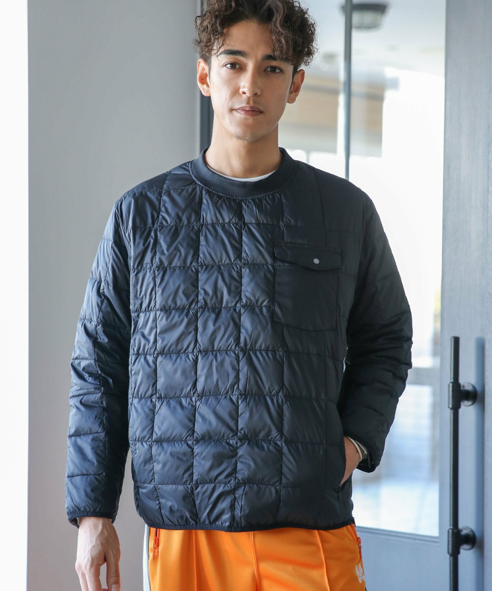NANO universe TAION/CREW NECK PULLOVER DOWN ナノユニバース ジャケット・アウター ダウンジャケット・ダウンベスト ブラック ネイビー【送料無料】