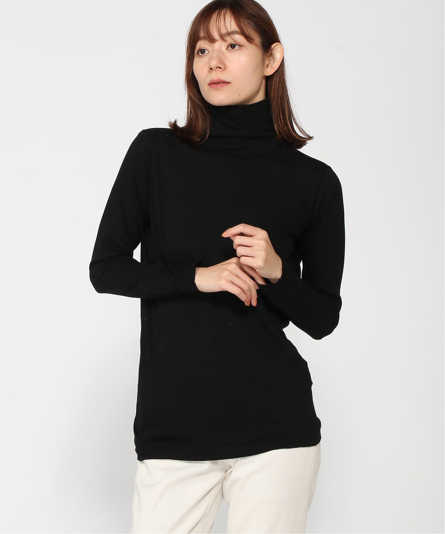 pas de calais pas de calais ルナファ天竺 タートルネックプルオーバー パドカレ トップス カットソー・Tシャツ ベージュ グレー ブラック ホワイト