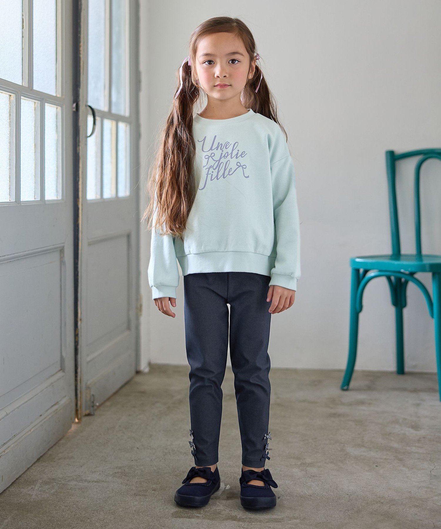 【SALE／30%OFF】ANY KIDS 裾リボン 無地レギンス エニィ 靴下・レッグウェア レギ...