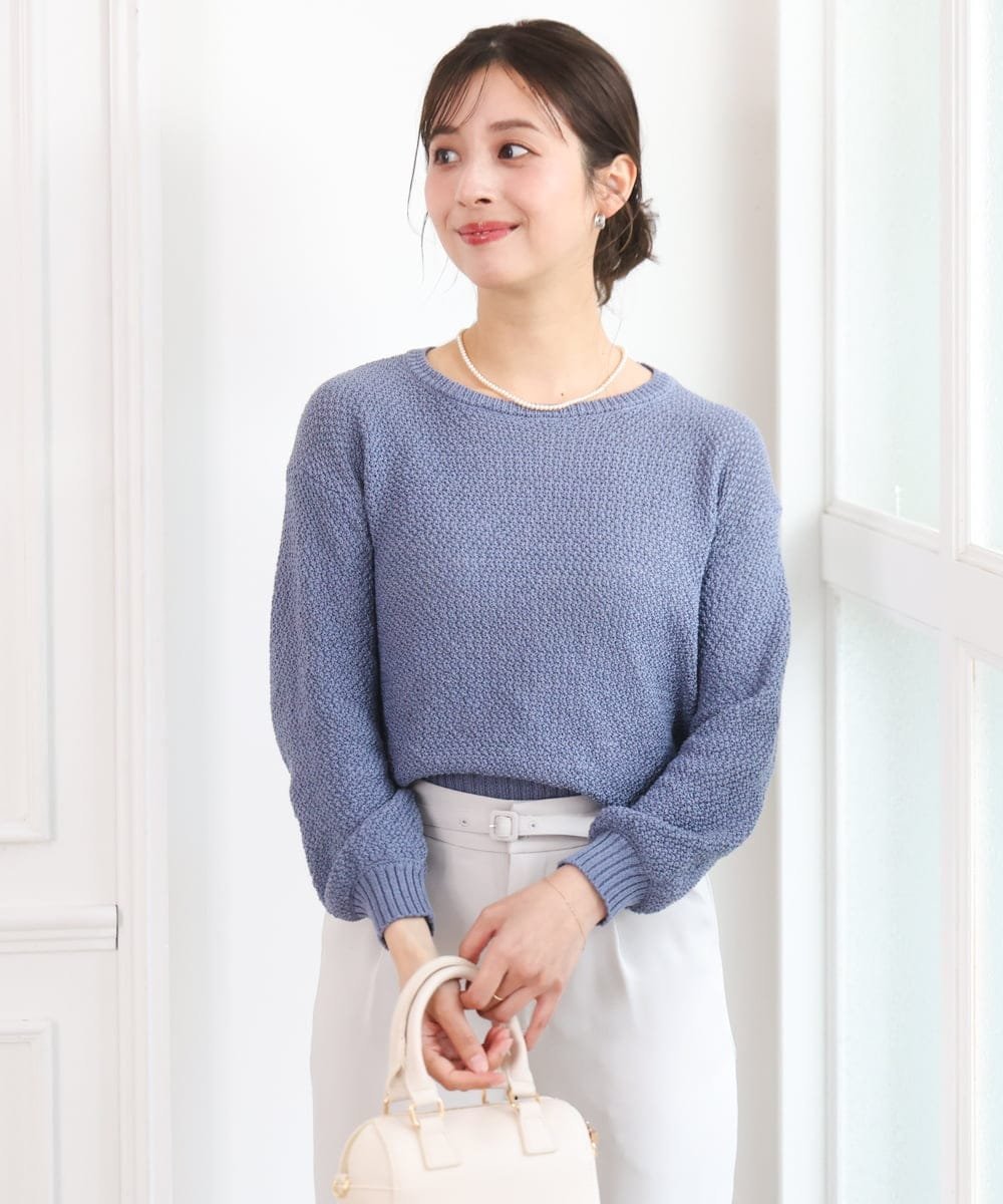 【SALE／40%OFF】MK MICHEL KLEIN（小さいサイズ） 【小さいサイズ】鹿の子編みニット/洗える メゾンドゥサンク トップス ニット グリーン ホワイト ブルー【送料無料】