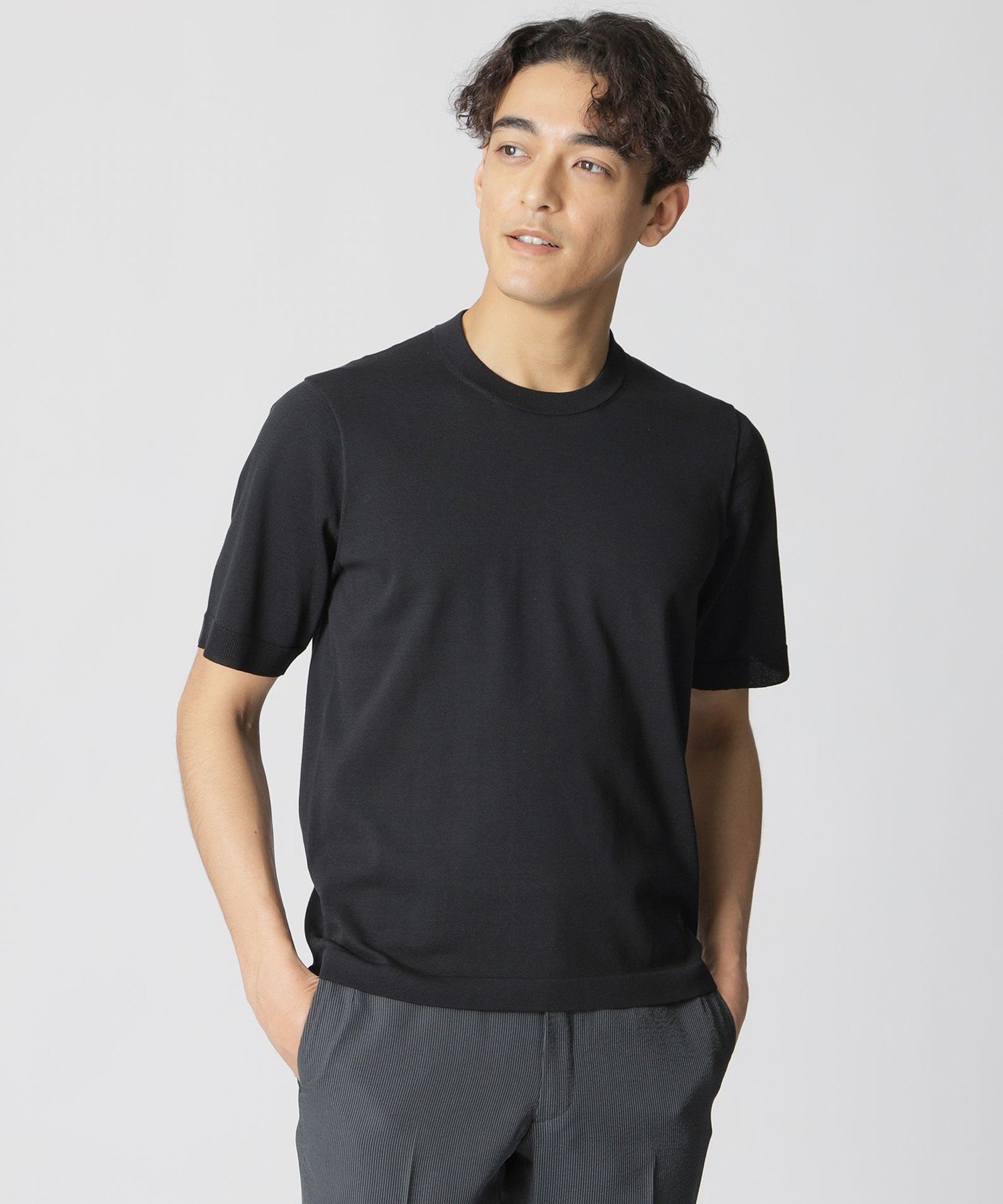 Paul Stuart 【STUART'S TRAVELER】ドレスニットTシャツ ポール・スチュアート トップス ニット ブラック グレー ネイビー【送料無料】