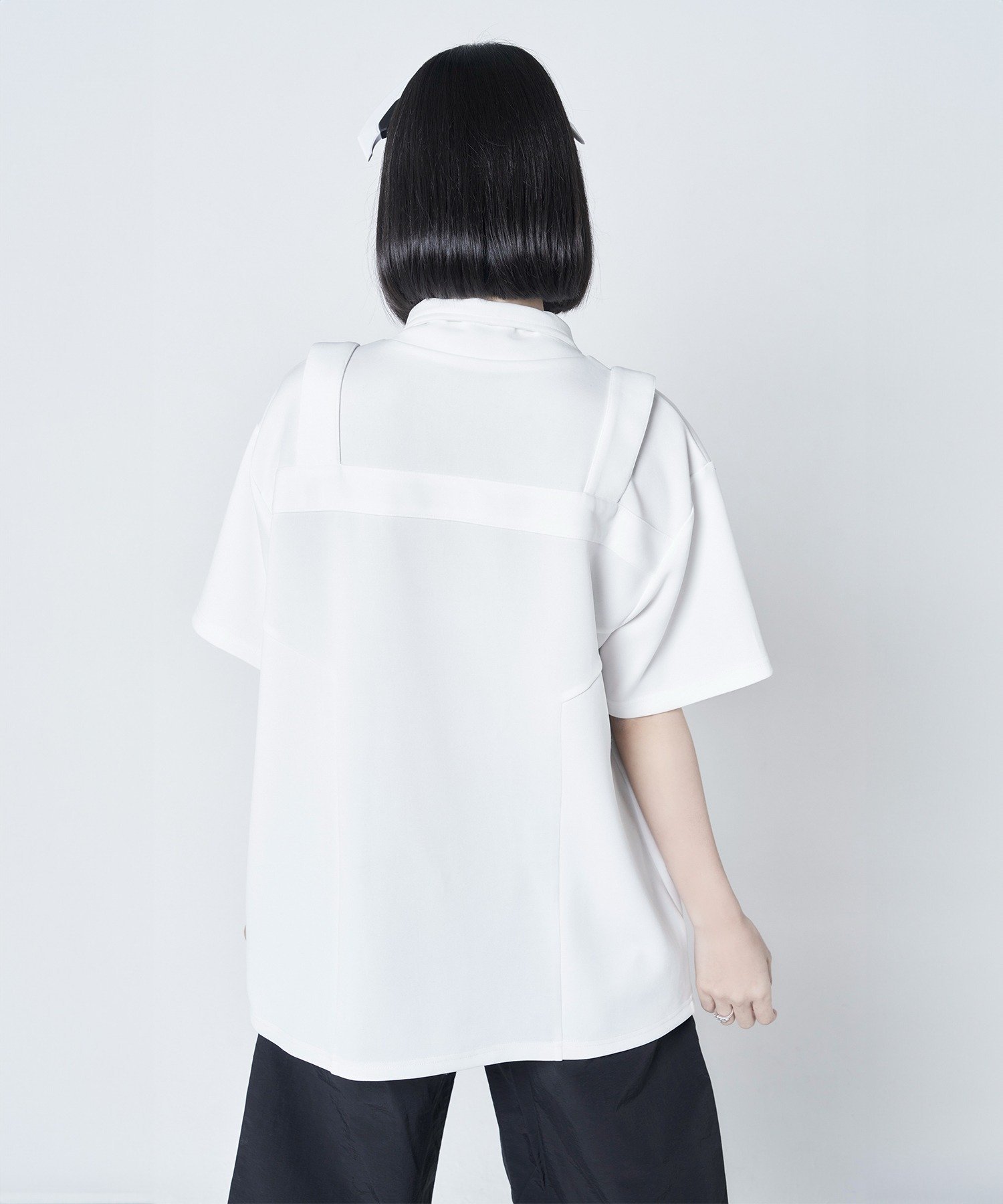Re:CRYPT ハーフジップ切り替えテープトップス チームストア トップス カットソー・Tシャツ ホワイト