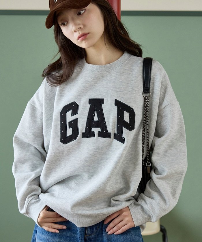 GAP 別注 ドット ロゴ 刺繍 裏起毛 スウェット 限定展開 フリークスストア トップス スウェット・トレーナー ブラウン ネイビー グレー【送料無料】