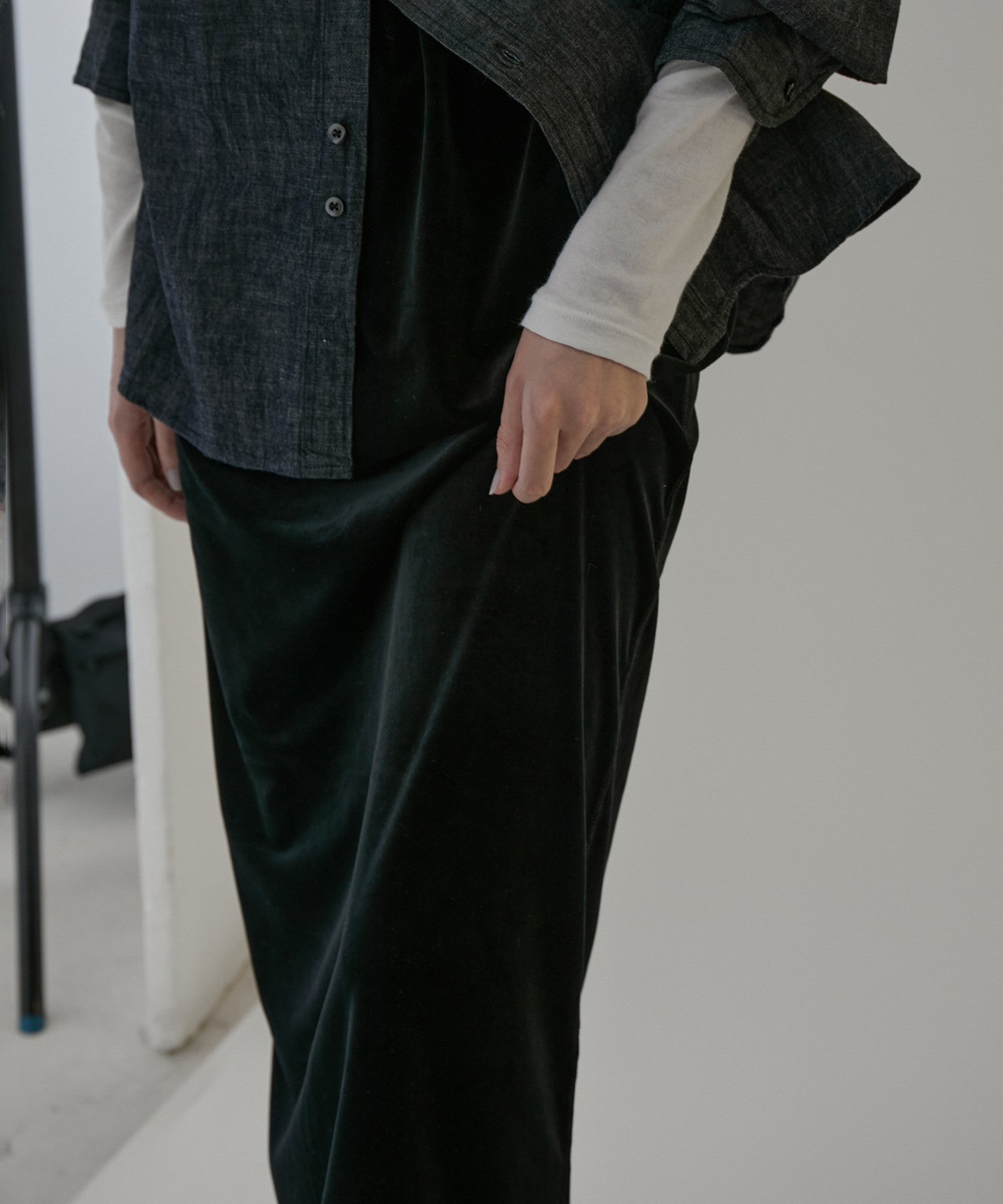 【SALE／30%OFF】SALON adam et rope' ベロアロングスリットタイトスカート【セットアップ対応・洗える】 サロン アダム エ ロペ スカート その他のスカート ブラウン グリーン ホワイト ブラック【送料無料】