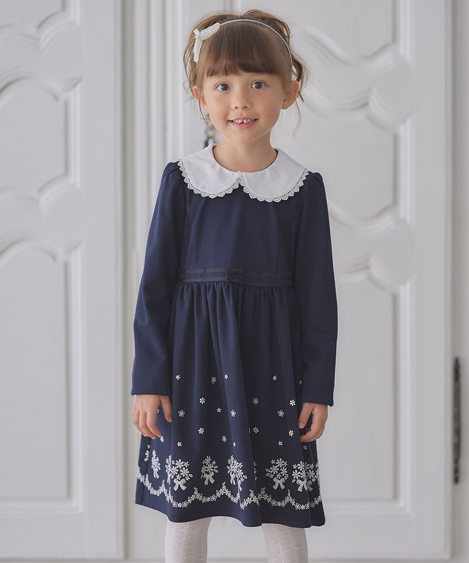 【SALE／30%OFF】ANY KIDS 襟付き 長袖 ワンピース エニィ ワンピース・ドレス ワンピース ネイビー【送料無料】のサムネイル