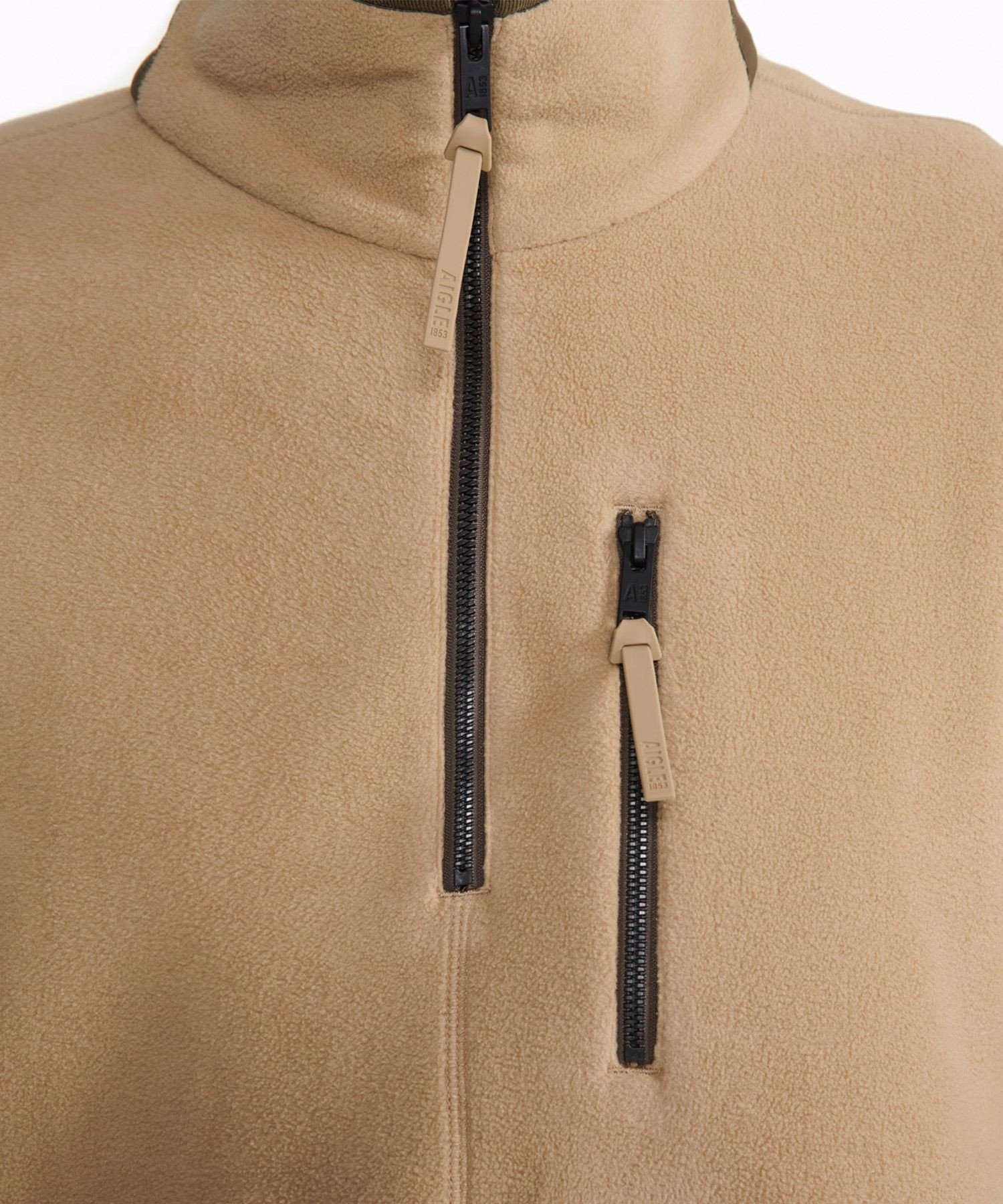 【SALE／50%OFF】AIGLE ワンポイント刺繍ロゴ ハーフジップ マイクロフリース トレーナー エーグル トップス スウェット・トレーナー ベージュ【送料無料】