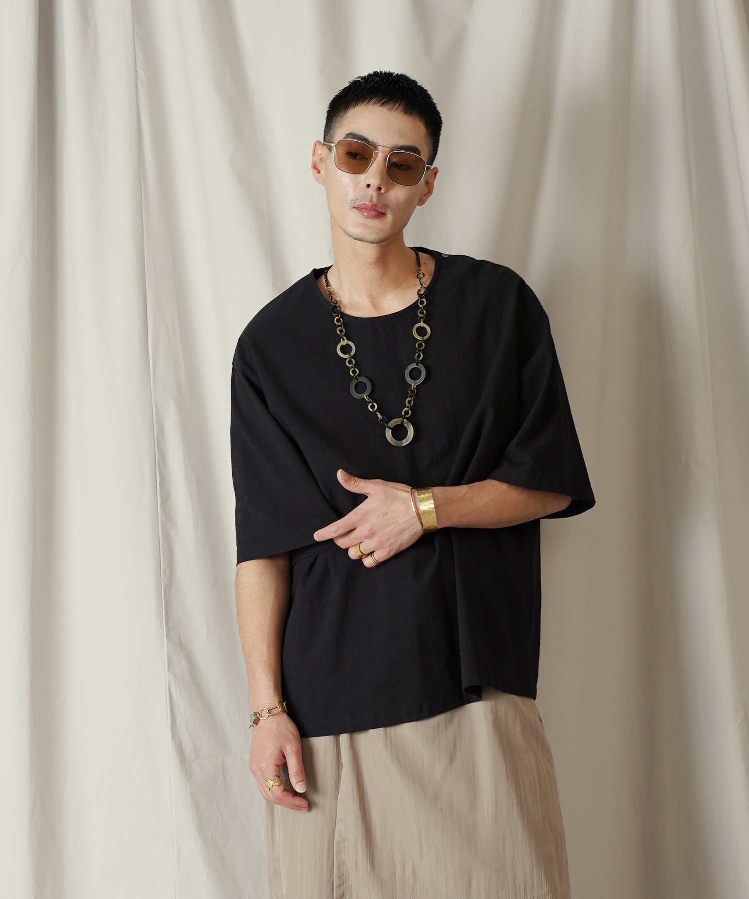 Aphlotus アプロタス クルーネック H/S リネンミックス プルオーバー アプロタス トップス カットソー・Tシャツ レッド ブラック ホワイト【送料無料】