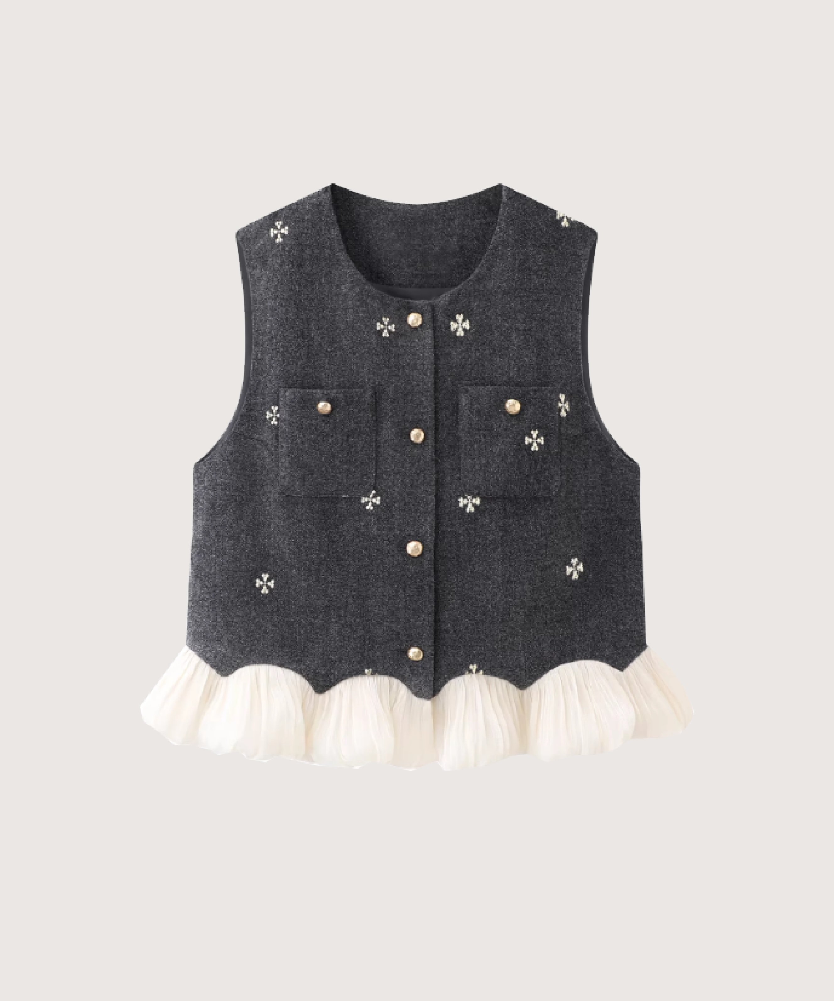 LA POMME petit Texture Embroidery Skirt Set Up ラポミ・プチ オールインワン・...
