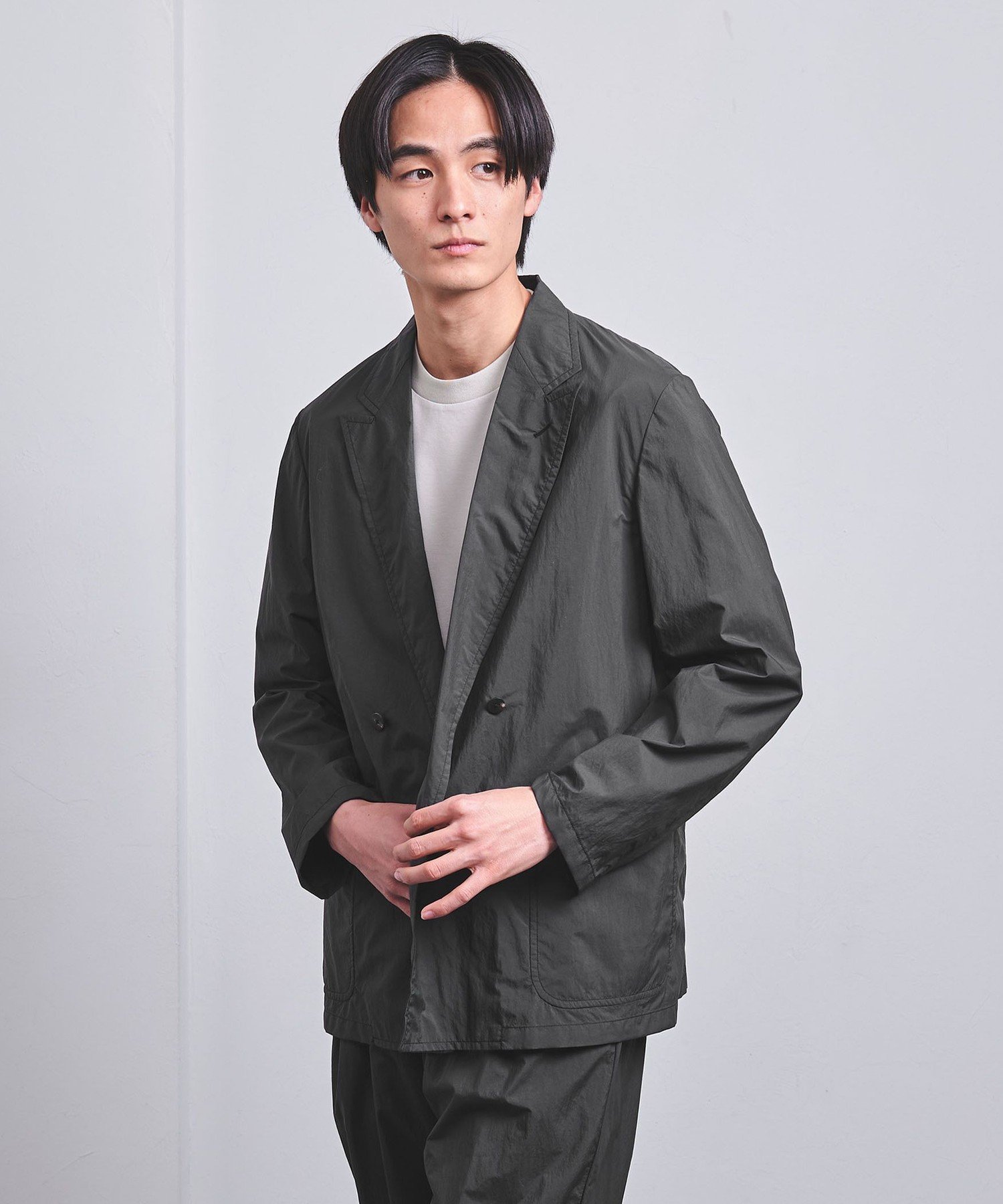 【SALE／50%OFF】UNITED ARROWS ダントツ撥水 オーディナリー ナイロン 4ボタン ダブル ジャケット ユナイテッドアローズ アウトレット ジャケット・アウター テーラードジャケット・ブレザー ブラック グリーン【送料無料】