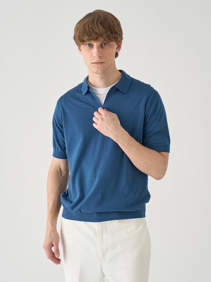JOHN SMEDLEY スキッパーネック半袖コットンニットプルオーバー ｜ SYRES ｜ 30G MODERN FIT ジョンスメドレー トップス ニット【送料無料】