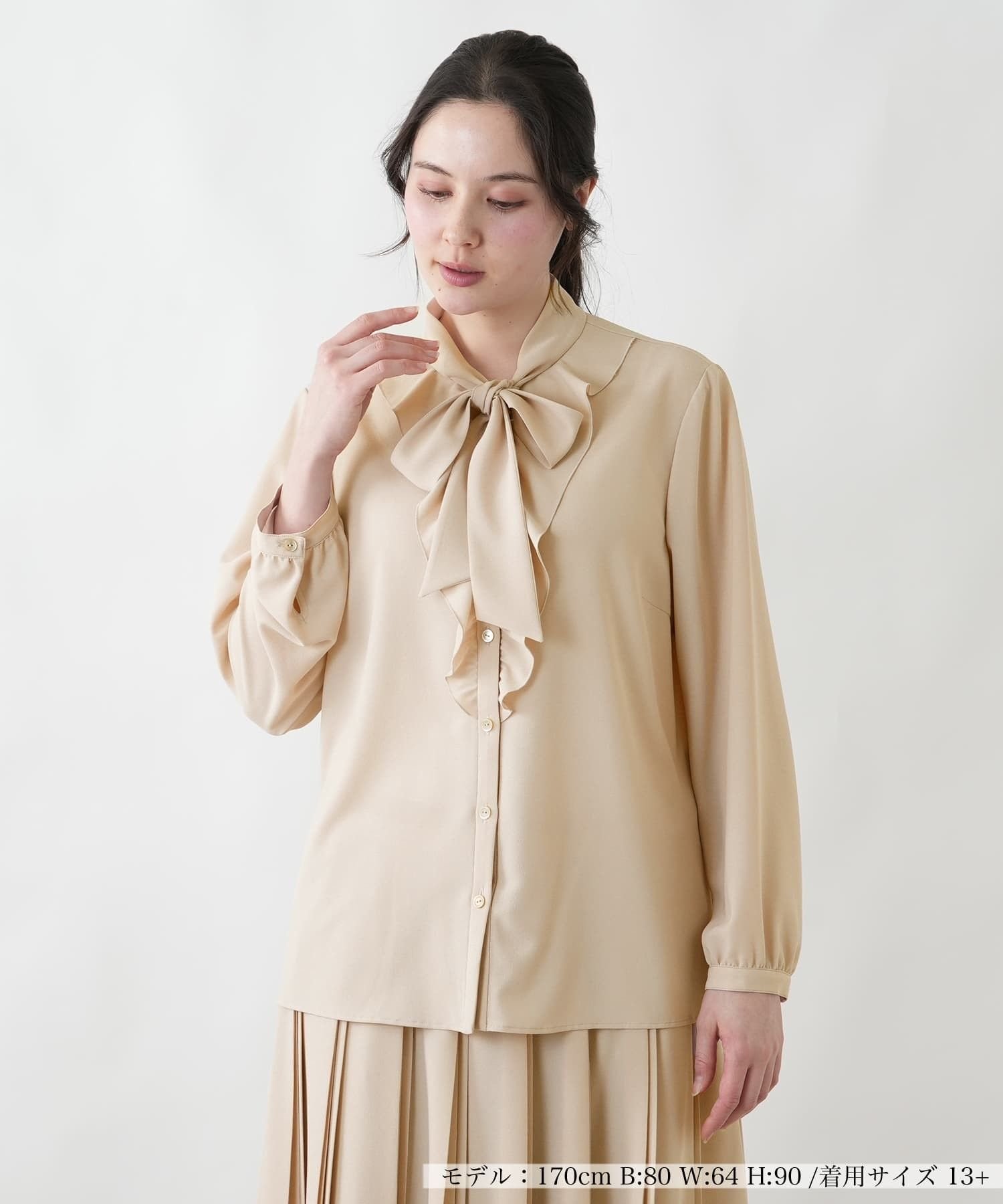 Leilian PLUS HOUSE 【店頭人気】ブラウス【BOURGE】 レリアン プラスハウス トップス シャツ・ブラウス ネイビー ベージュ
