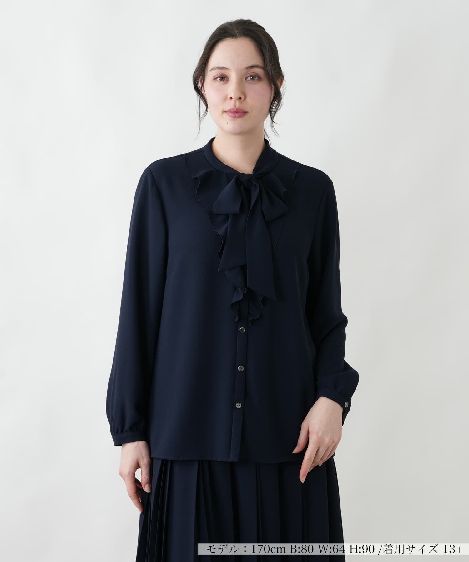 Leilian PLUS HOUSE 【店頭人気】ブラウス【BOURGE】 レリアン プラスハウス トップス シャツ・ブラウス ネイビー ベージュ