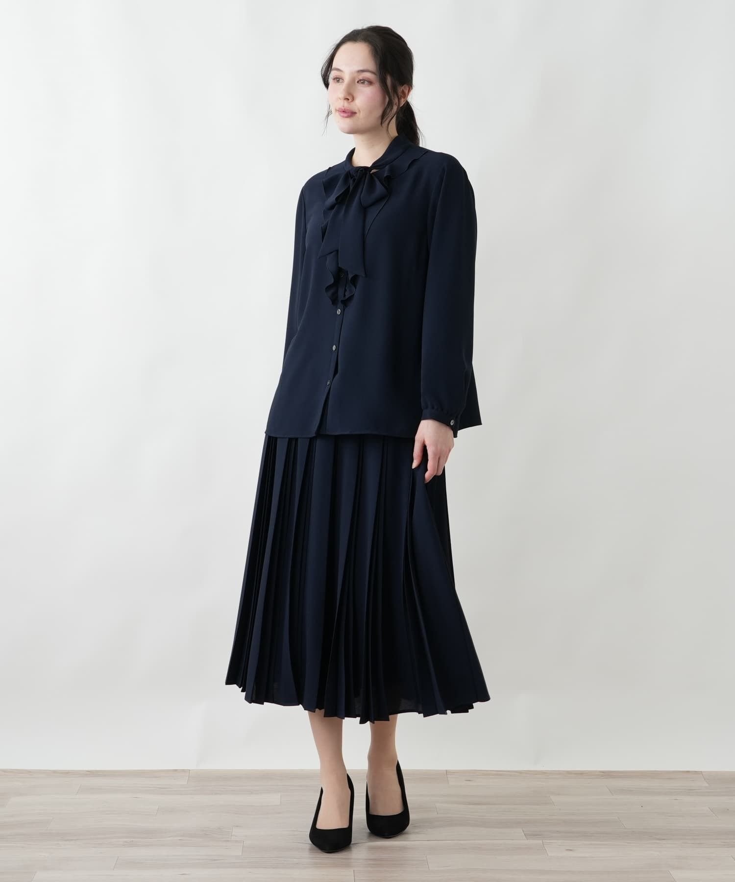 Leilian PLUS HOUSE 【店頭人気】ブラウス【BOURGE】 レリアン プラスハウス トップス シャツ・ブラウス ネイビー ベージュ