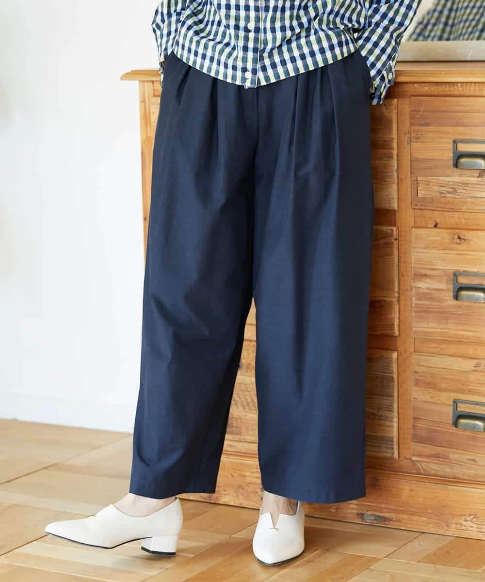 （小さいサイズ） ポリエステルコットングログランパンツ メゾンドゥサンク パンツ その他のパンツ グリーン ネイビー