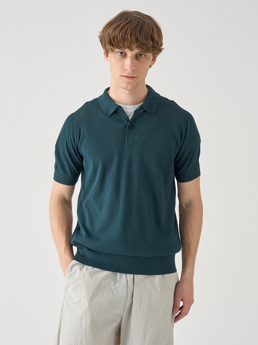 JOHN SMEDLEY コットン テクスチャニットポロシャツ ｜ CALUN ｜ 30G EASY FIT ジョンスメドレー トップス ニット【送料無料】