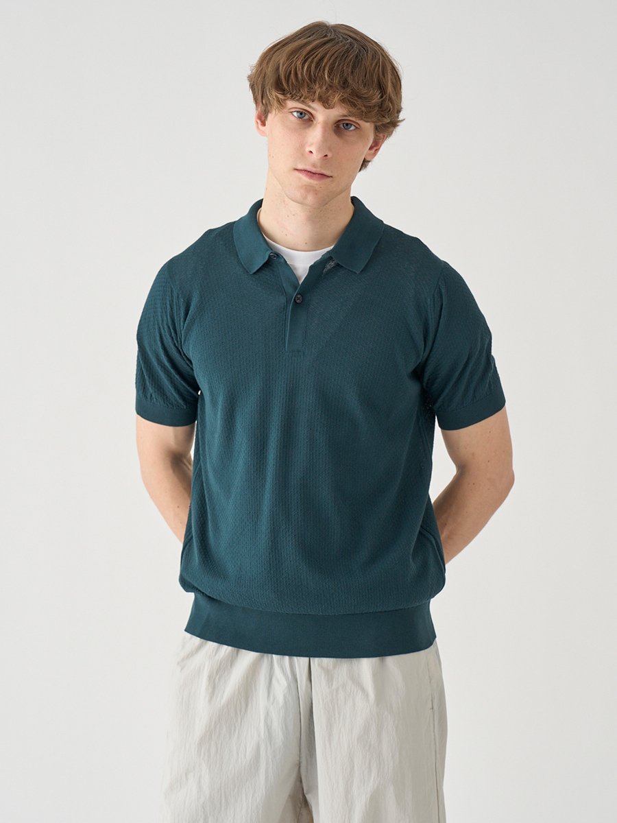JOHN SMEDLEY コットン テクスチャニットポロシャツ ｜ CALUN ｜ 30G EASY FIT ジョンスメドレー トップス ニット【送料無料】