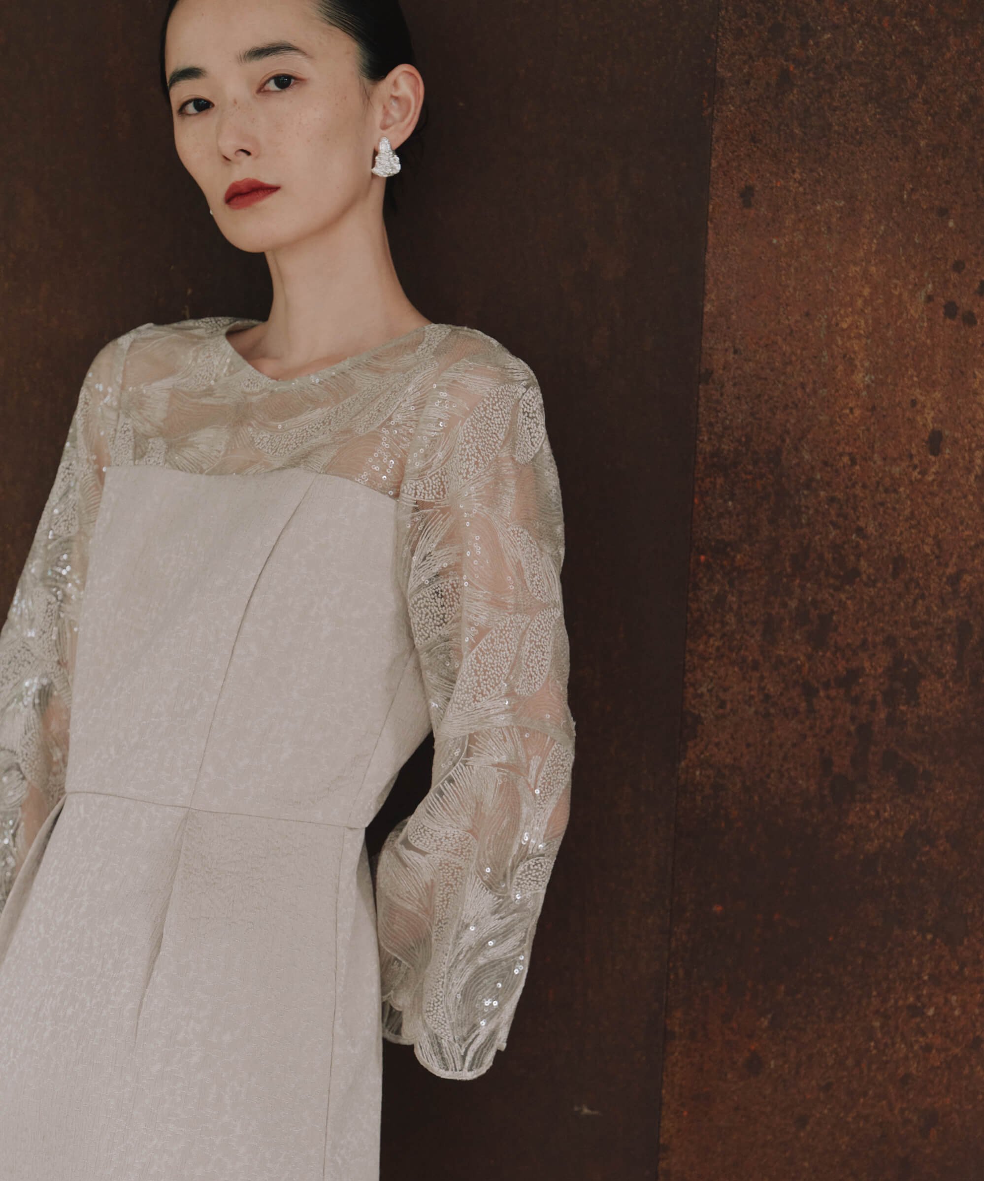 kaene ブリエレースジャカードコンビドレス｜マザーズドレス結婚式母親親族 カエン ワンピース・ドレス ドレス ブラック グレー【送料無料】