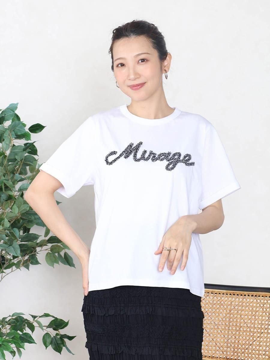 Vin 刺繍ロゴTシャツ ヴァン トップス カットソー・Tシャツ ブラック ベージュ グリーン ホワイト