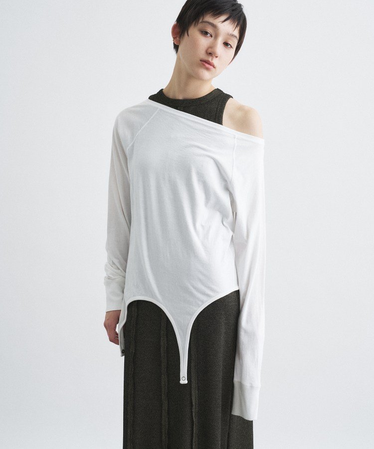 CODE A 【Re】easy flip tee コードエー トップス カットソー・Tシャツ ホワイト グレー ブラウン