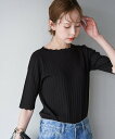 ROPE' PICNIC Beauty knit/スカラップネックハーフスリーブニットプルオーバー/WEB限定カラーあり ロペピクニック トップス ニット ブラック ホワイト ブラウン グリーン ブルー オレンジ イエロー【送料無料】