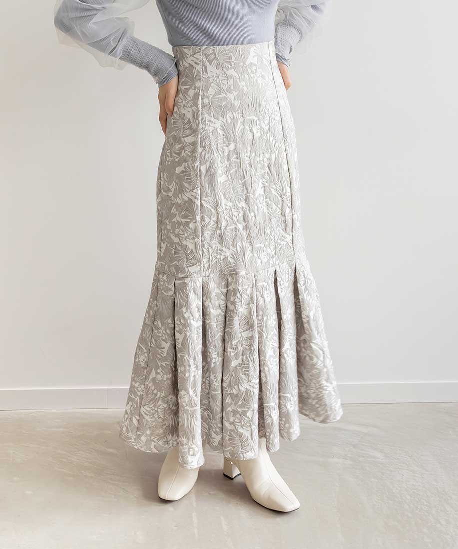 【SALE／50%OFF】RANDA ジャガード裾タックマキシスカート ランダ スカート ロング・マキシスカート グレー ブルー ホワイト【送料無料】のサムネイル