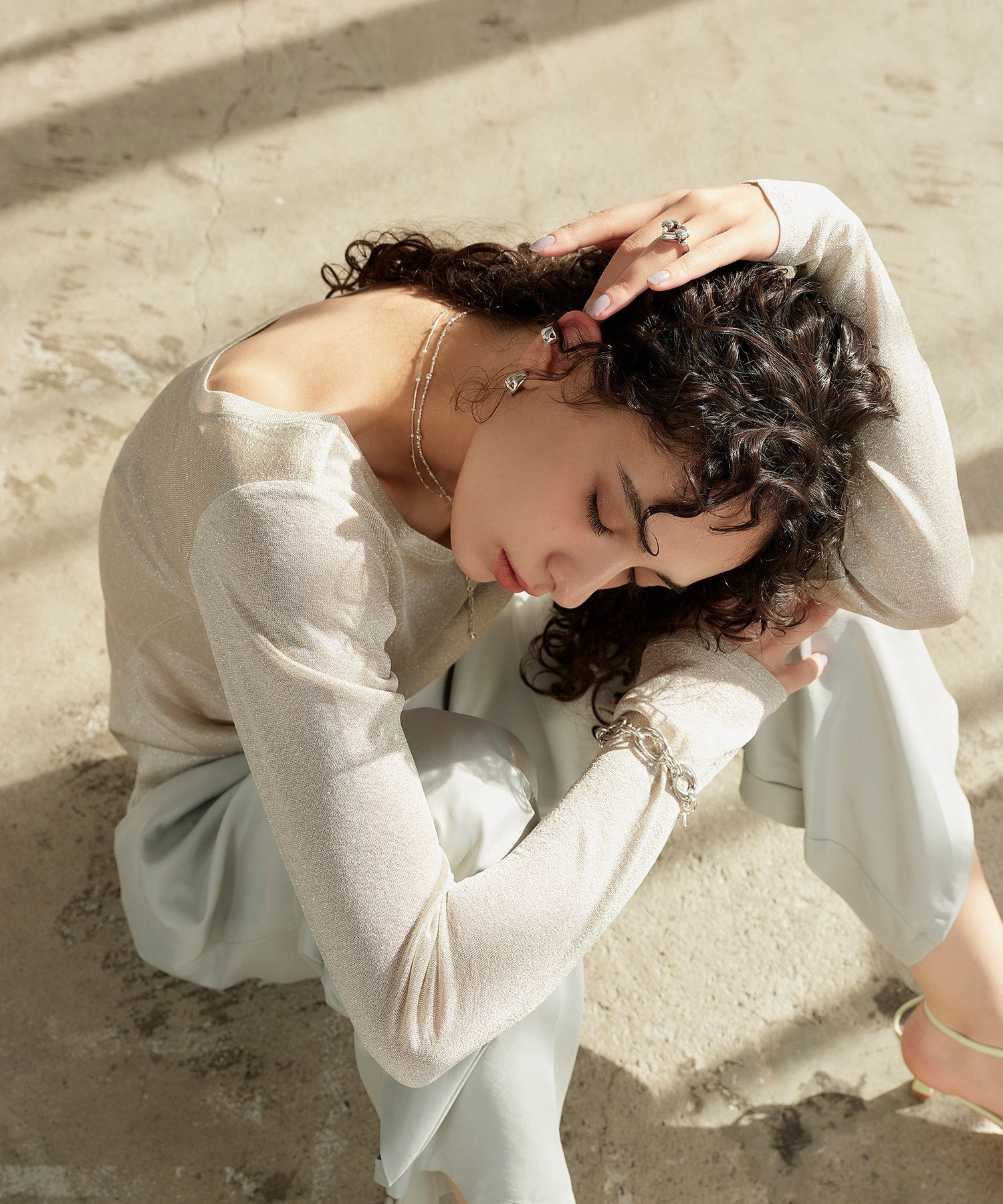 【SALE／40%OFF】EMMEL REFINES ＜EMMEL REFINES＞EM グリッター ロングスリーブ カットソー ユナイテッドアローズ グリーンレーベルリラクシング トップス カットソー・Tシャツ ゴールド グレー ピンク【送料無料】のサムネイル