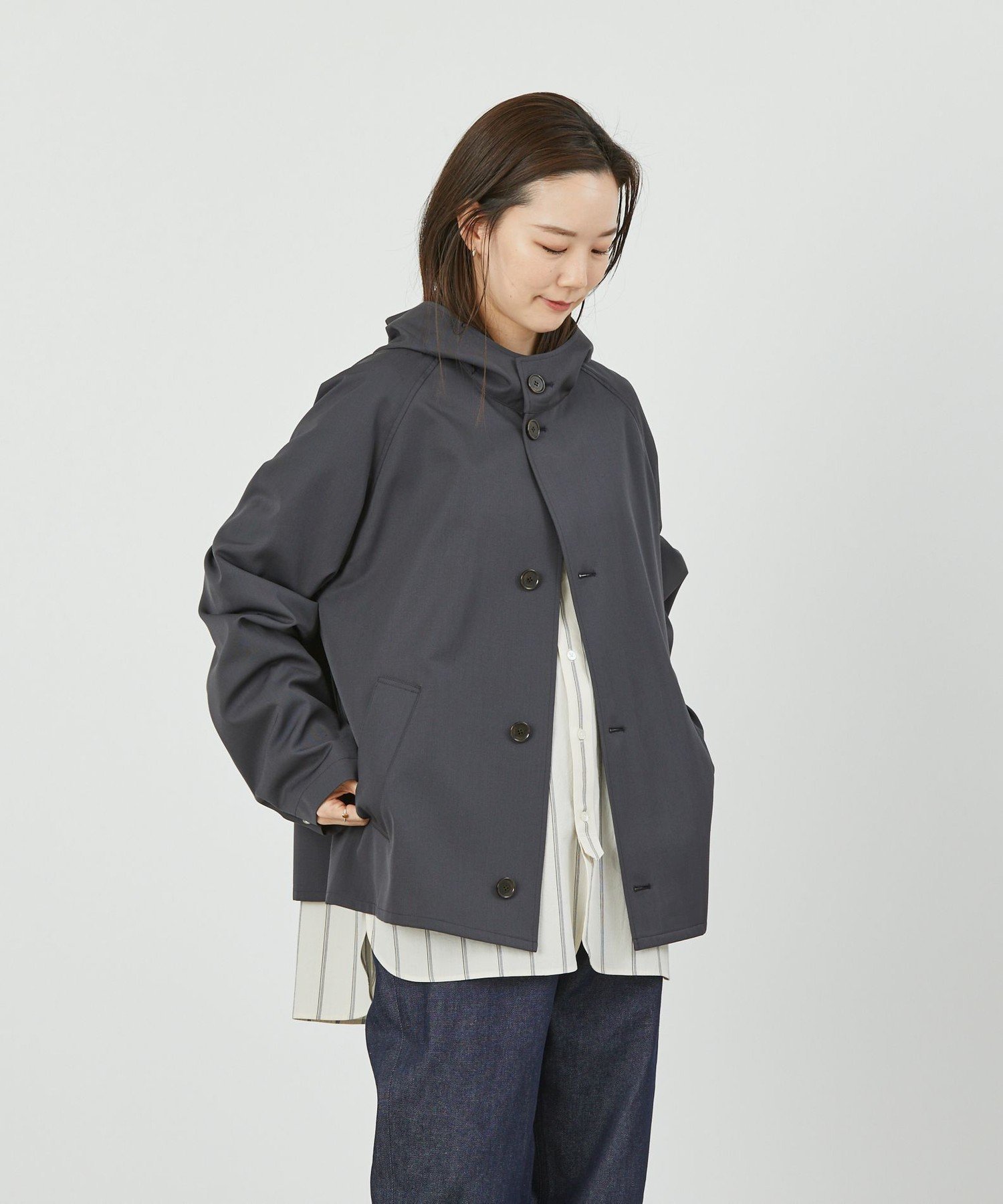 マッキントッシュ フィロソフィー アウター レディース MACKINTOSH PHILOSOPHY GREY LABEL 【RUSPER HOOD(ラスパー フード)】ウールギャバジン マッキントッシュ フィロソフィー ジャケット・アウター ブルゾン・ジャンパー グレー ベージュ【送料無料】