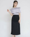 【SALE/70%OFF】Noela パッカリングサテンナロースカート ノエラ スカート ロング・マキシスカート ブラック ベージュ グリーン【送料無料】