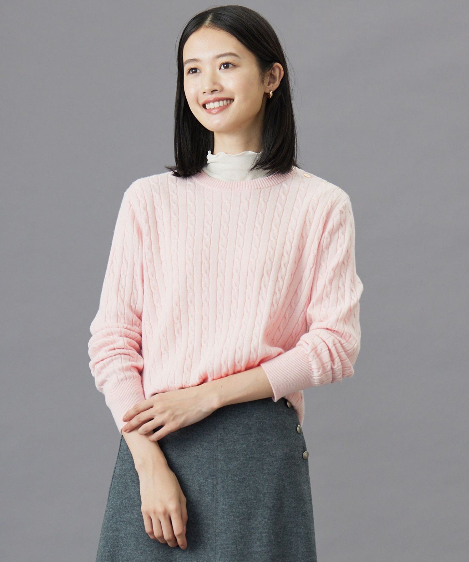 J.PRESS LADIES L 【洗える】WOOL BLEND AIR クルーネック ニット ジェイプレス トップス ニット グレー ブルー ピンク ベージュ イエロー